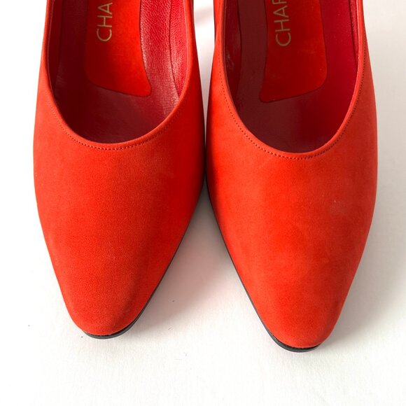 Vintage Charles Jourdan Paris Red Suede Heels, Size 8, Never Worn, EC! - Picture 12 of 14